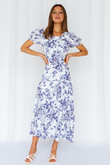 Flow Down In Florals Midi Dress