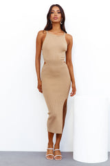 Mirror Pose Midi Dress Tan