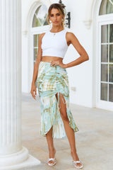 Drifting Waves Midi Skirt Green