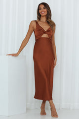 Long Phone Calls Midi Dress Brown