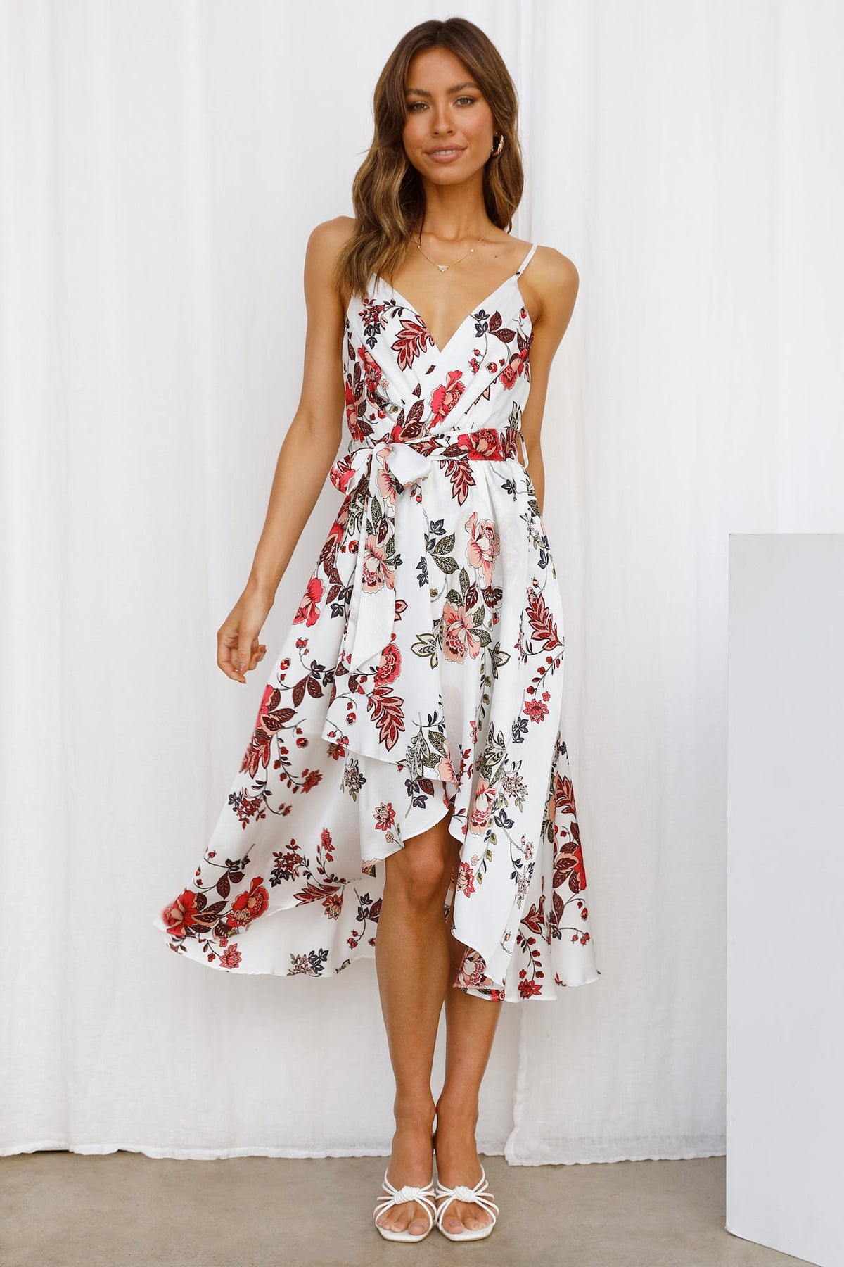 Falling In Style Midi Dress White