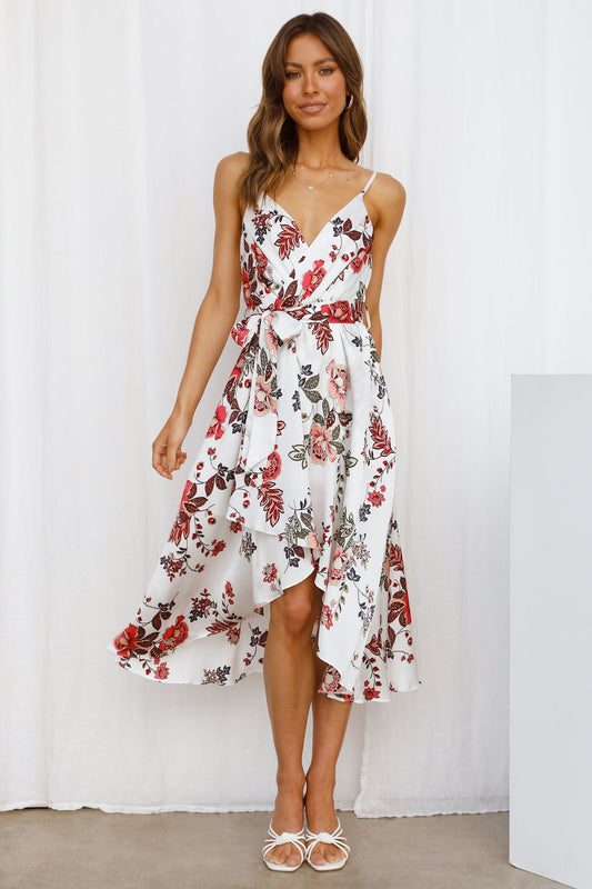 Falling In Style Midi Dress White