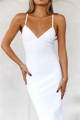 Perfect Entrance Bandage Midi Dress White