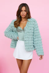 Flying High Faux Fur Jacket Mint