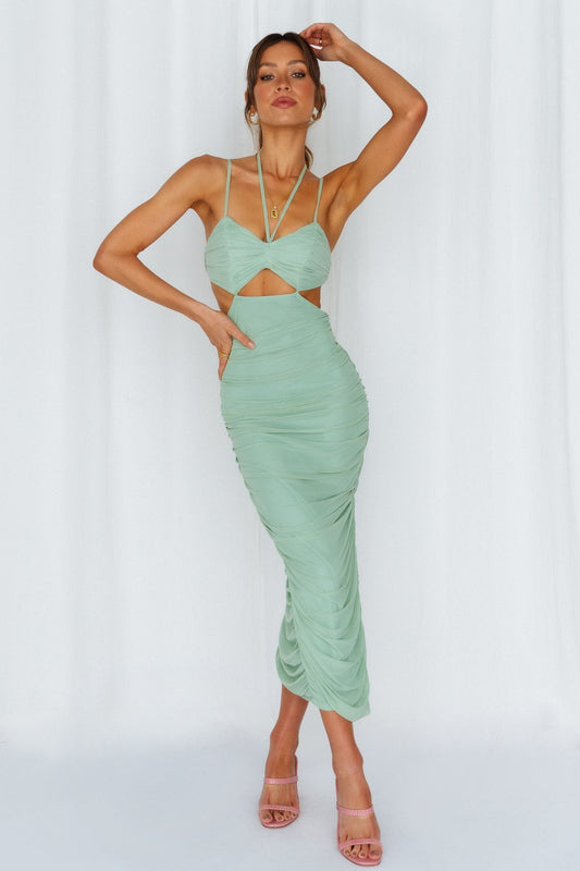 Fun Mermaid Midi Dress Green