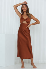 Long Phone Calls Midi Dress Brown