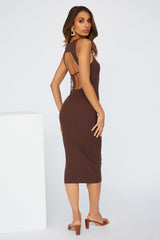 Insta Snaps Midi Dress Brown