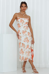 Drinks On Me Midi Dress Orange Floral