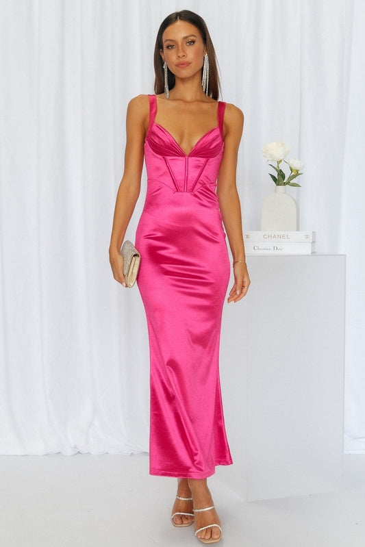 Check It Out Midi Dress Hot Pink