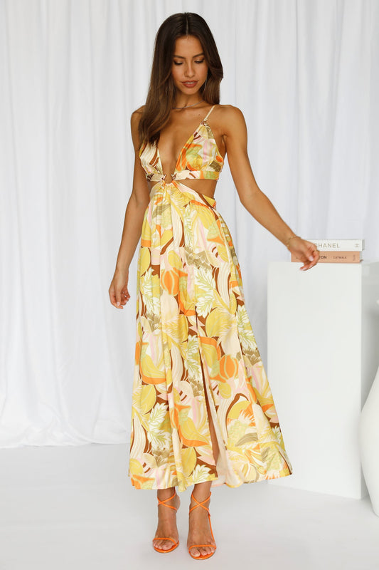 Strike Twice Maxi Dress Yellow