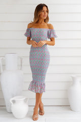 Fresh Summer Sky Midi Dress Blue