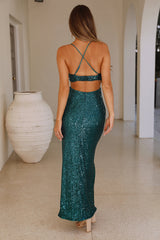 Sparkling Moment Maxi Dress Emerald Sequin