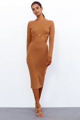 Steaming Hot Midi Dress Mocha