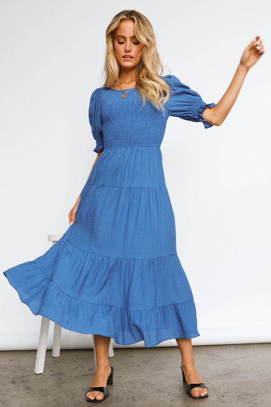 Scoop It Midi Dress Blue