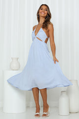 Simple And Sweet Midi Dress Blue