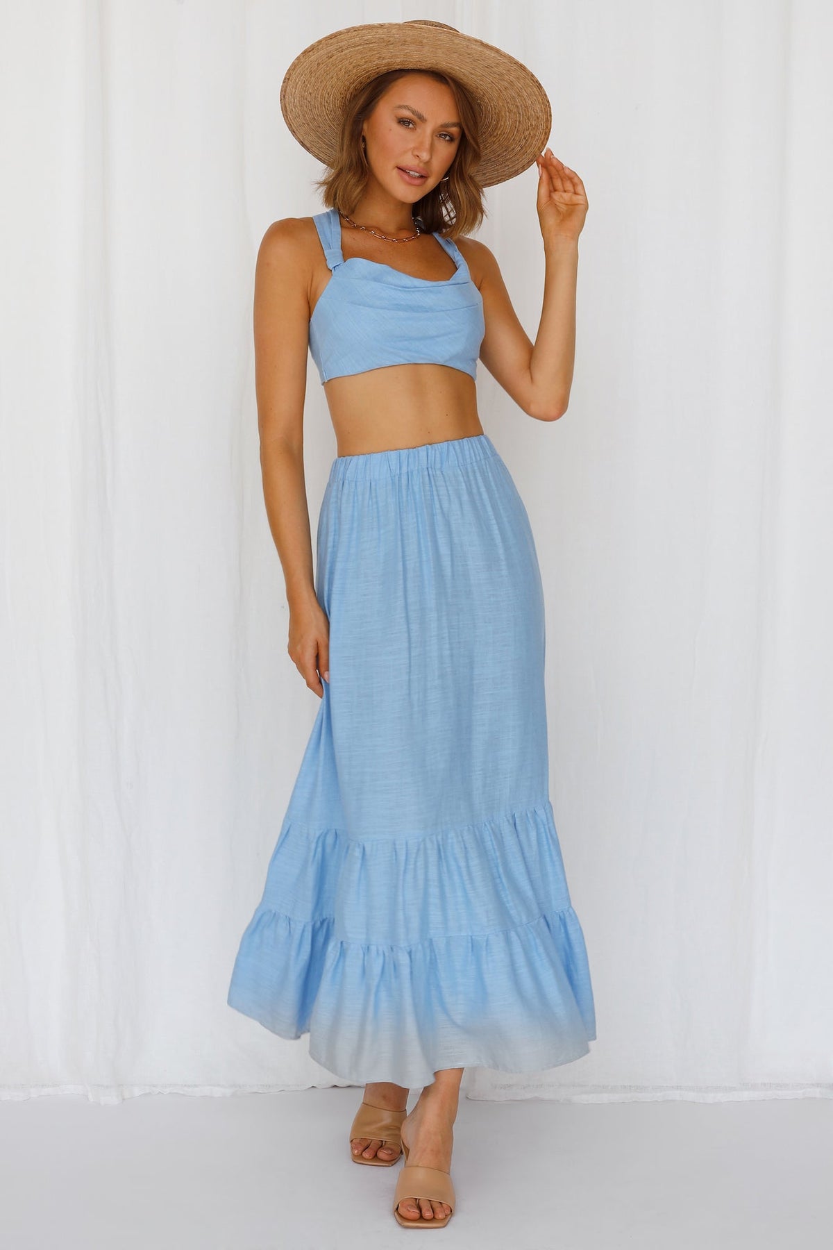 Angelic Vibes Crop Blue