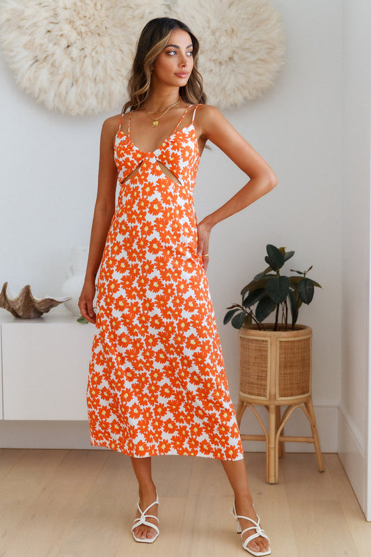 Marmalade Eyes Midi Dress Orange