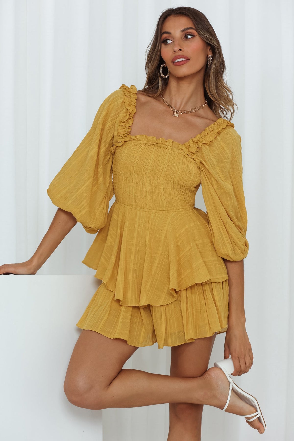 Reflect On Me Romper Mustard