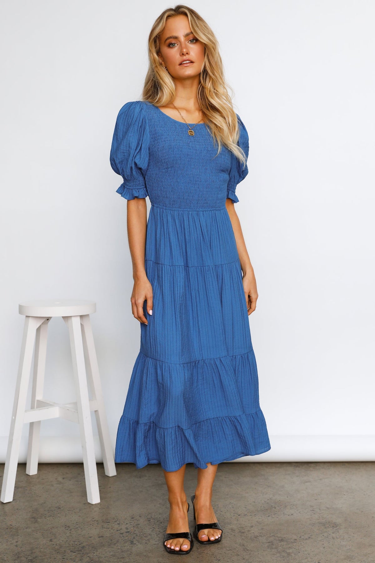 Scoop It Midi Dress Blue