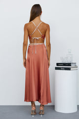 No More Waiting Maxi Skirt Bronze