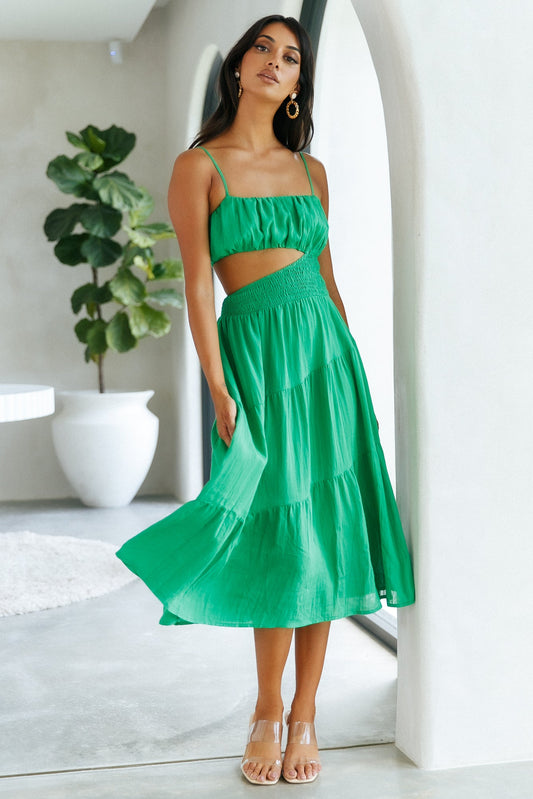 Get Lost In Your Eyes Midi Dress Green