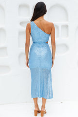 Ballroom Lover Midi Dress Blue Sequin