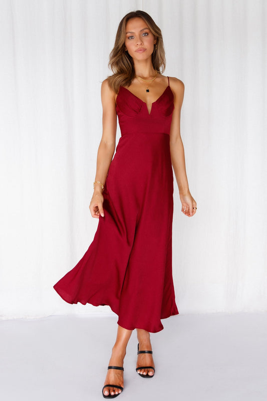 Private Kiss Midi Dress Cherry