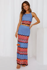 Tight Knit Maxi Skirt Blue