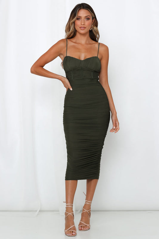 End Stage Midi Dress Khaki