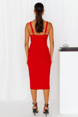 Soaring To New Heights Midi Dress Red