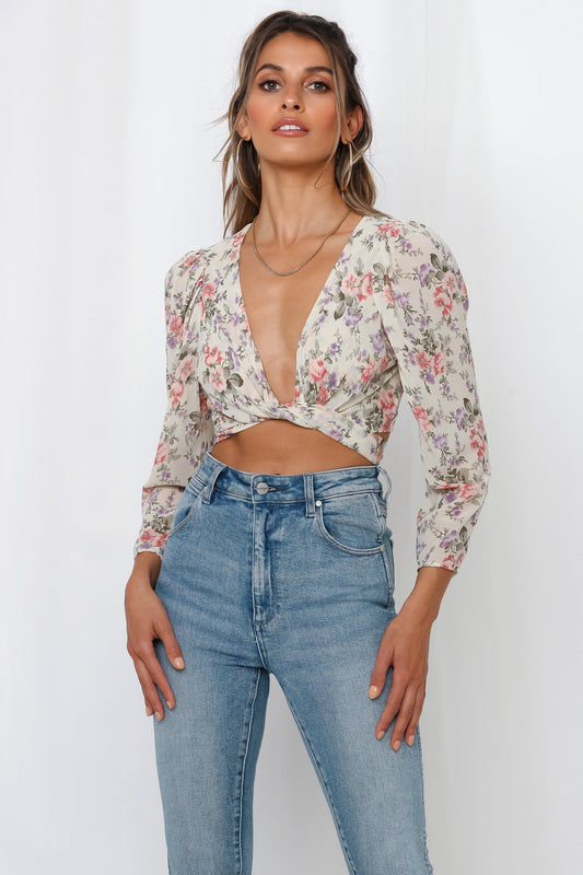 Sending Receipts Crop Top Ivory