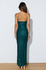 So Outta My Mind Maxi Dress Teal Sequin