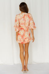 Bloomed Flower Romper Orange