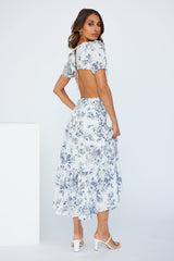 Flow Down In Florals Midi Dress Grey