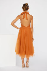 Little Tulle Much Midi Dress Orange