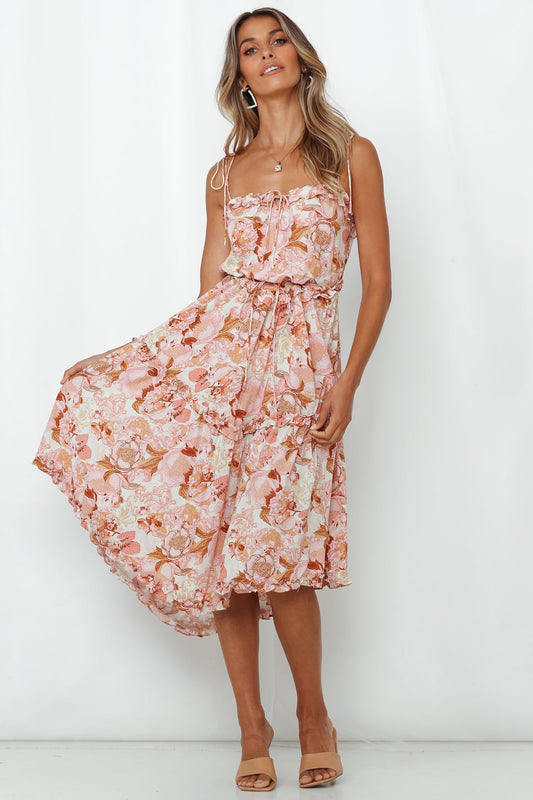 Over And Under Midi Dress Pink