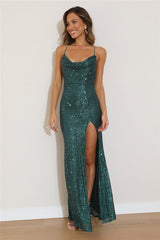 Perfect Attraction Maxi Dress Forest Green Sequin