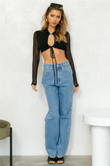 Do Not Disturb Mode Sheer Crop Black