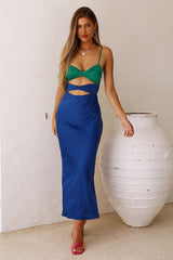 Split Thinking Maxi Dress Royal Blue