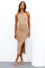 Mirror Pose Midi Dress Tan